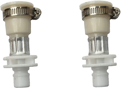 AVEU Plastic Washing Machine Water Inlet/inflow Hose Pipe Faucet Tap Adapter/connector With Metal Hose Clamp, White, Painted Finish Washing Machine Net(Pack of 2)
