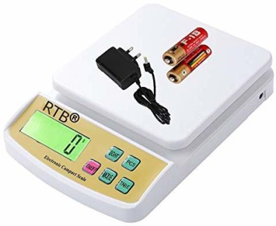 RTB Weight Machine | Weighing Scale, SF400A Digital Weight Machine, Weight Machine for Home Kitchen & Shop, Multipurpose Portable, Electronic Weight Machine, (10 Kg Kitchen Scale with Adopter) Weighing Scale (White) Weighing Scale(White)