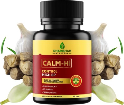 Dharishah Ayurveda CALM-HI for Controlling High Blood Pressure, BP Ayurvedic Medicine (60 Capsules)