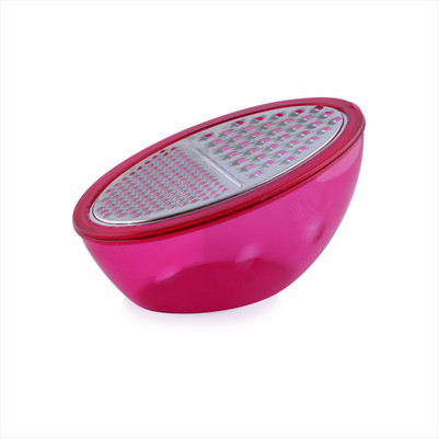 MARU Vegetable Grater with Storage Container | 1 Storage Container & 2 Stainless Steel Blade lid | Potato Slicer | Kaddu Kash Steel Vegetable Vegetable Grater & Slicer(GRATER WITH STORAGE CONTAINER AND 2 BLADE LID)