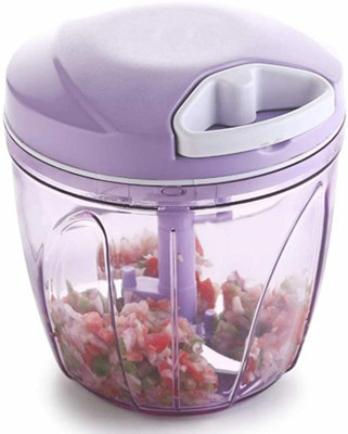 Sameer Enterprises 2 in 1 Handy Chopper, XL, Vegetable Fruit Nut Onion Chopper, Hand Meat Grinder Mixer Food Processor Slicer Shredder Salad Maker Vegetable Tools (950ml) (1) Vegetable & Fruit Chopper(Purple 950ml Chopper 2in1)