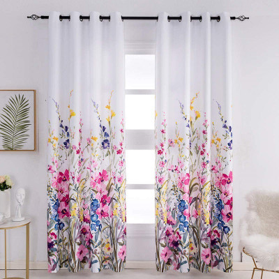 Pvr Fashion 150 cm (5 ft) Window Polyester Blackout Curtain (Pack Of 2)(White, Floral)