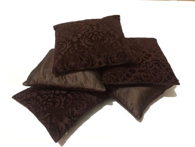 KIRMANI Self Design Cushions Cover(Pack of 5, 40 cm*40 cm, Brown)
