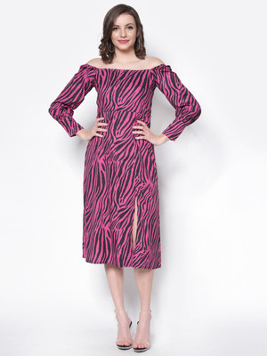 Sera Women A-line Pink Midi/Calf Length Dress