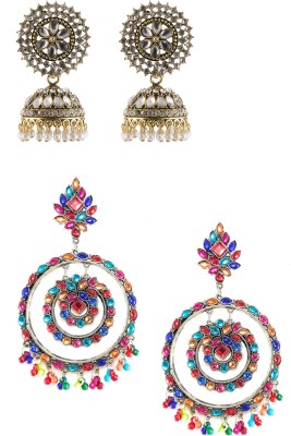Happy Stoning Designer Shimmering Earrings Combo of 2 Beads Alloy Jhumki Earring, Chandbali Earring