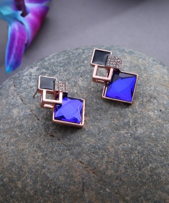 SOHI SOHI Trendy Blue Diamond Shaped Studs Alloy Stud Earring