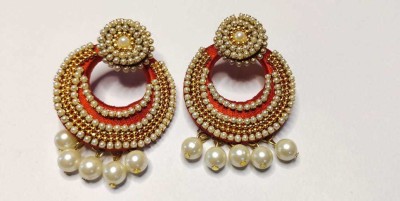 VNG drops & danglers Beads Fabric Chandbali Earring