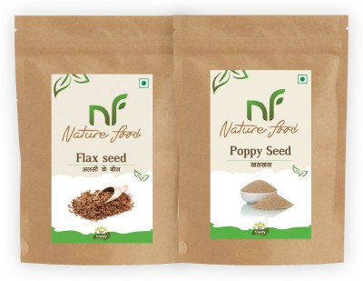 Nature food Edible Seed Brown Flax Seeds, Poppy Seeds(100 g, Pack of 2)