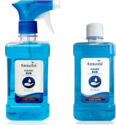 KESUDA Liquid  with spray(500ml +500ml) Hand Sanitizer Bottle + Dispenser(2 x 0.5 L)