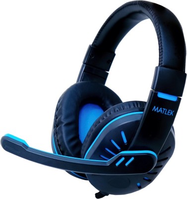 Matlek Gaming Headphones With Adjustable Mic | Deep Bass Wired Gaming Headset(Blue, On the Ear)