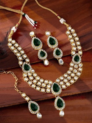 I Jewels Alloy Gold-plated Green Jewellery Set(Pack of 1)