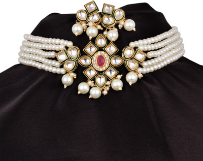 Agora art Alloy White Jewellery Set(Pack of 1)