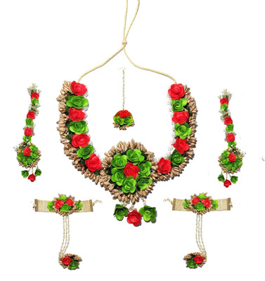 Pinoozclub Fabric Green, Red Jewellery Set(Pack of 1)