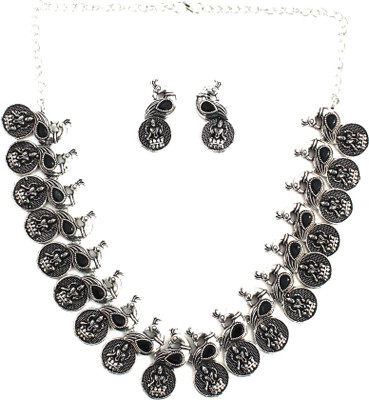 Eivri Brass Black Silver Silver, Black Jewellery Set(Pack of 1)