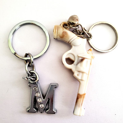 ShopTalk Marble finish Revolver Gun With Alphabet letter M Key Chain
