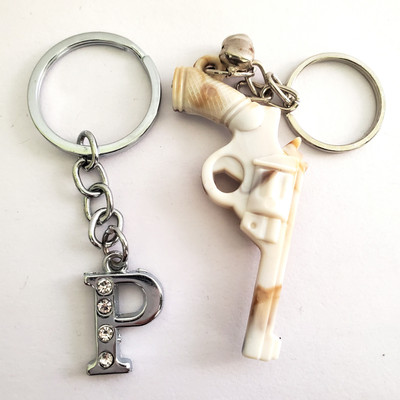 ShopTalk Marble Finish Revolver Gun And Alphabet letter P Key Chain