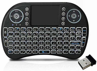 Viraan Small Wireless Bluetooth Keyboard with Smooth Touchpad Led Light Button Function Handheld Keyboard forOfficial Use Compatible with All Devices ( BLACK ) Wireless Standard Multi-device Keyboard Compatible with Desktop, Laptop, Tablet, iPad, Mac(Black)
