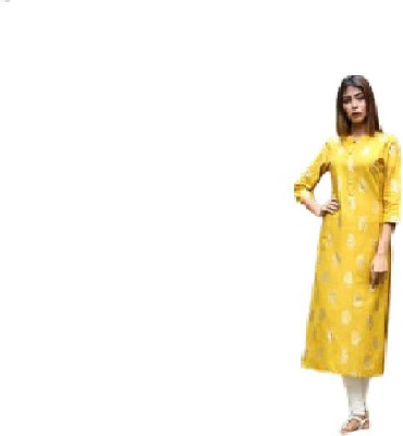 Shri Katyayani Women Printed Straight Kurta(Gold, Yellow)