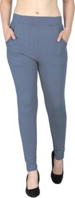 Kaff Ankle Length  Western Wear Legging(Grey, Solid)