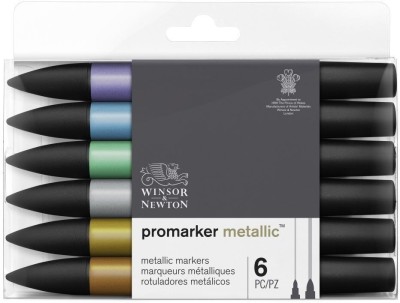 Winsor & Newton ProMarker - Twin Tip - Broad + Fine - Pigment Based - Metallic Marker Set(Set of 1, Red)