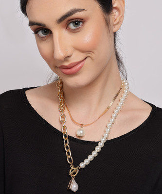 SOHI SOHI Designer Set of 3 Chains Gold-plated Plated Alloy Chain Set