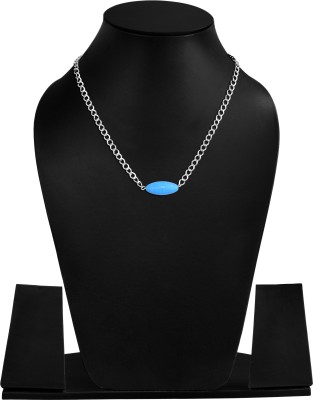 MIKADO Blue Fancy Oval Charm Necklace Chain For Women And Girls Alloy Chain