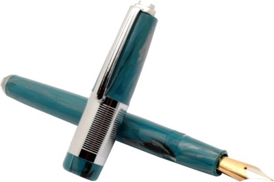 Ledos Click 71J Resin Acrylic Jumbo Size Medium Nib With Converter Marble Teal Blue Fountain Pen(Blue)