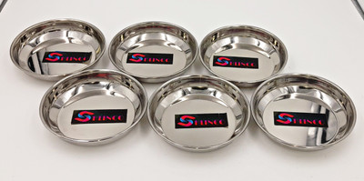 SHLINCO Premium Collection Stainless Steel Halwa Plate Dish/Small Halwa Plates with Superior Mirror Finish/Permanent Laser Print Floral Design Dessert Serving Pudding Plate, (13 cm Diameter, Set of 6) Half Plate(Pack of 6) SHLINCO Premium Collection Stainless Steel Halwa Plate Dish/Small Halwa Plates with Superior Mirror Finish/Permanent Laser Print Floral Design Dessert Serving Pudding Plate, (13 cm Diameter, Set of 6) Half Plate(Pack of 6)
