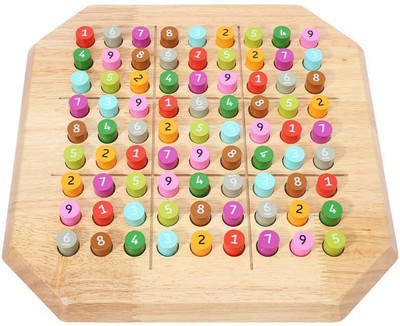 Shoro Wooden Sudoku Board Game with 81 Grids Number & Sudoku Puzzles Book - Large Family Game - Math Brain Teaser Desktop Game(1 Pieces)