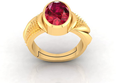 SIDHGEMS SIDHGEMS 9.25 Ratti 8.00 Crt Natural Burma Ruby Manik 925 Sterling Silver Ruby Gold Plated Ring