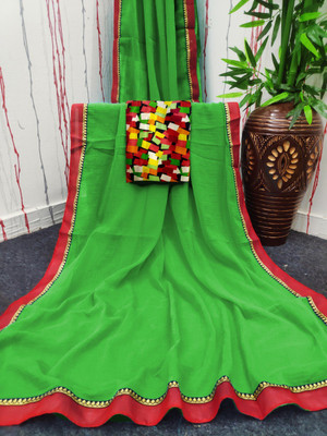 Sareez House Floral Print Bollywood Chiffon Saree(Green)
