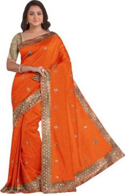 POSHVARIETY Embroidered Bollywood Georgette Saree(Orange)