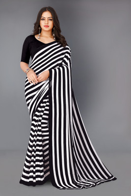 85% OFF on Anand Sarees Printed, Striped Daily Wear Georgette Saree(White, Black) 85% OFF on Anand Sarees Printed, Striped Daily Wear Georgette Saree(White, Black)