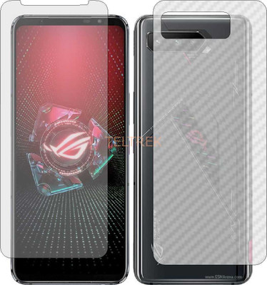 TELTREK Front and Back Screen Guard for ASUS ROG PHONE 5 PRO (Front Matte Finish & Back 3d Carbon Fiber)(Pack of 2)
