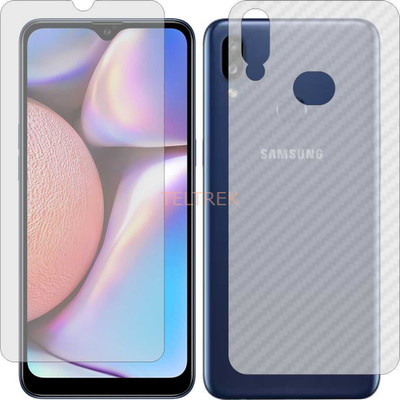 TELTREK Front and Back Screen Guard for SAMSUNG A107F GALAXY A10S (Front Matte Finish & Back 3d Carbon Fiber)(Pack of 2)