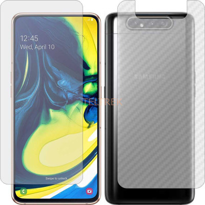 TELTREK Front and Back Screen Guard for SAMSUNG A805F GALAXY A80 (Front Matte Finish & Back 3d Carbon Fiber)(Pack of 2)