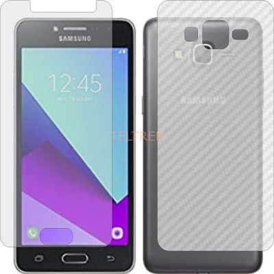TELTREK Front and Back Screen Guard for SAMSUNG GALAXY GRAND PRIME PLUS (Front Matte Finish & Back 3d Carbon Fiber)(Pack of 2)