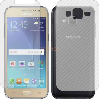 TELTREK Front and Back Screen Guard for SAMSUNG GALAXY J2 2015 (Front Matte Finish & Back 3d Carbon Fiber)(Pack of 2)