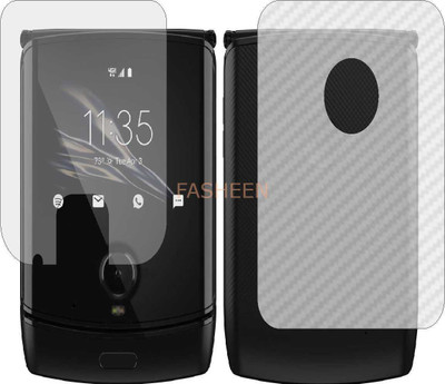 Fasheen Front and Back Tempered Glass for MOTOROLA RAZR 2019 (Front Matte Finish & Back 3d Carbon Fiber)(Pack of 2)