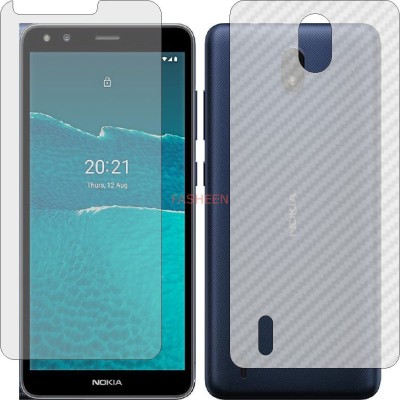 Fasheen Front and Back Tempered Glass for NOKIA C1 2ND EDITION (Front Matte Finish & Back 3d Carbon Fiber)(Pack of 2)