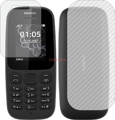 Fasheen Front and Back Tempered Glass for NOKIA 105 2017 (Front Matte Finish & Back 3d Carbon Fiber)(Pack of 2)