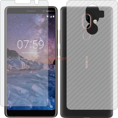 Fasheen Front and Back Tempered Glass for NOKIA 7 PLUS (Front Matte Finish & Back 3d Carbon Fiber)(Pack of 2)