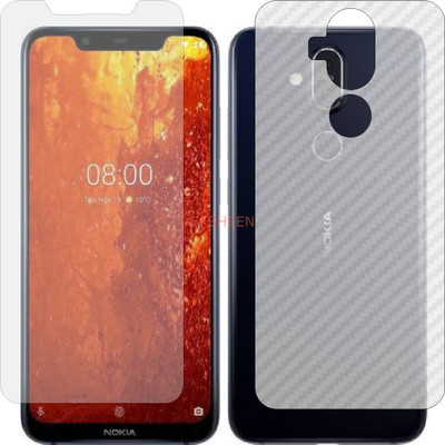 Fasheen Front and Back Tempered Glass for NOKIA 8.1 2018 (Front Matte Finish & Back 3d Carbon Fiber)(Pack of 2)