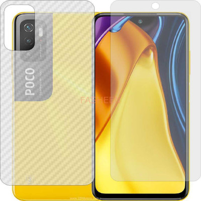 Fasheen Front and Back Tempered Glass for XIAOMI POCO M3 PRO 5G M2103K19PI (Front Matte Finish & Back 3d Carbon Fiber)(Pack of 2)