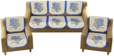 croox Polycotton Floral Sofa Cover(blue Pack of 6)