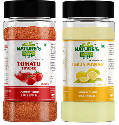 Nature's Precious Gift Tomato Powder & Lemon Powder - 300 gm Each / 10.58 Oz Spice Jar - Spray-Dried | Ready to Use (Super Saver Combo Pack)(2 x 300 g)