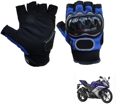 AuTO ADDiCT PRO BIKER HALF FINGERED GLOVES BLUE FOR YAMAHA YZF-R15 Riding Gloves(Blue)