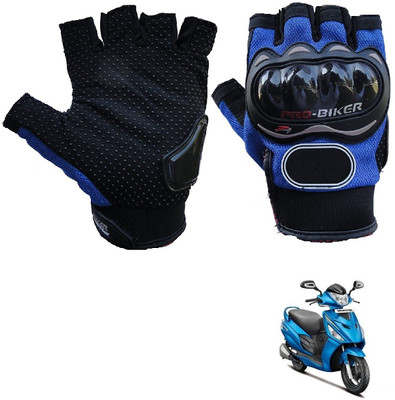 AuTO ADDiCT PRO BIKER HALF FINGERED GLOVES BLUE FOR HERO Maestro Edge 125 Riding Gloves(Blue)
