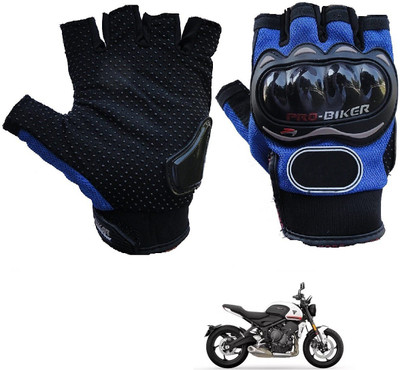 AuTO ADDiCT PRO BIKER HALF FINGERED GLOVES BLUE FOR TRIUMPH Trident Riding Gloves(Blue)