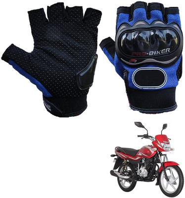 AuTO ADDiCT PRO BIKER HALF FINGERED GLOVES BLUE FOR BAJAJ Platina 100 Riding Gloves(Blue)